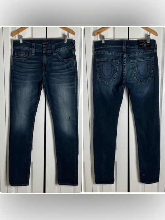 True Religion Other - True Religion Relaxed Skinny Rocco Jeans Men’s 32 Blue Dark Wash Grunge Distress